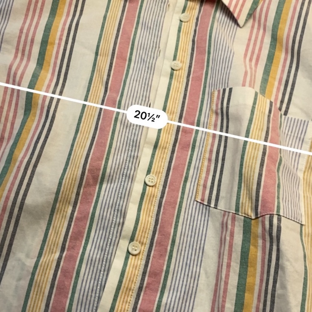 Forever 21 MultiColor Striped Crop Button Front Long Sleeve Top Size Large - Picture 14 of 15